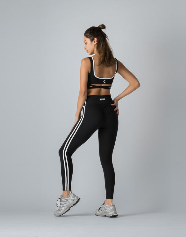 CRONOS WOMEN BACK CROSS BRA【BLACK×WHITE】