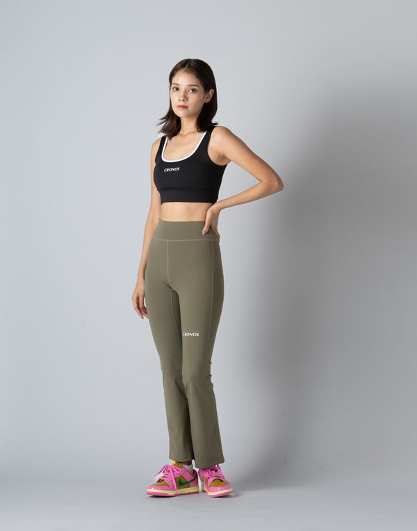 CRONOS WOMEN FLARE LEGGINGS【KHAKI】