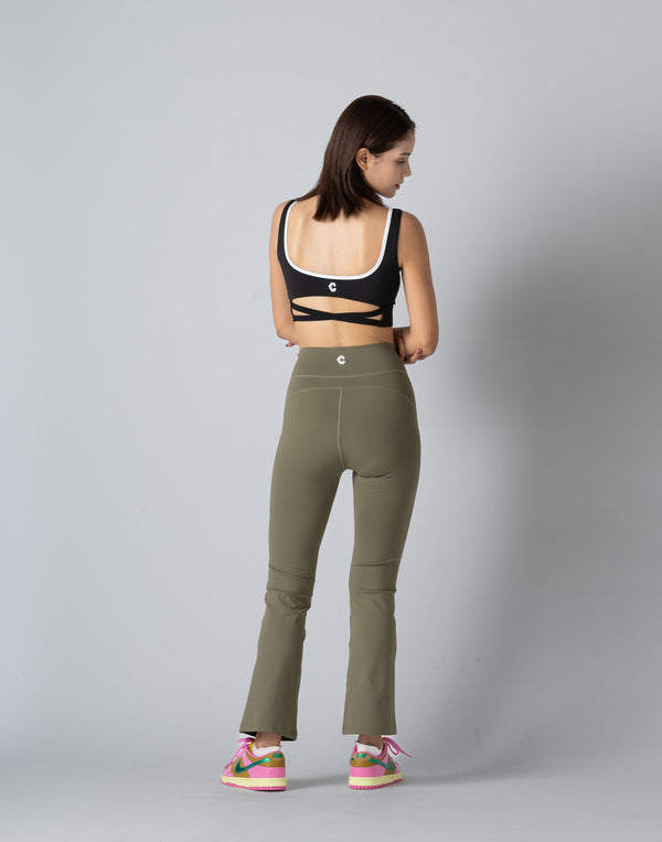 CRONOS WOMEN FLARE LEGGINGS【KHAKI】