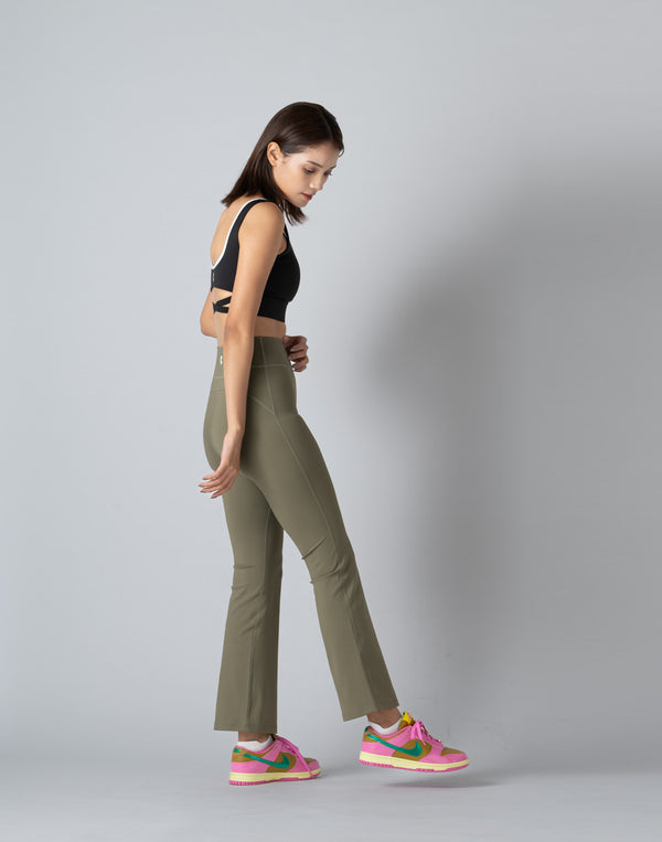 CRONOS WOMEN FLARE LEGGINGS【KHAKI】
