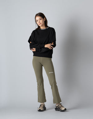 CRONOS WOMEN FLARE LEGGINGS【KHAKI】