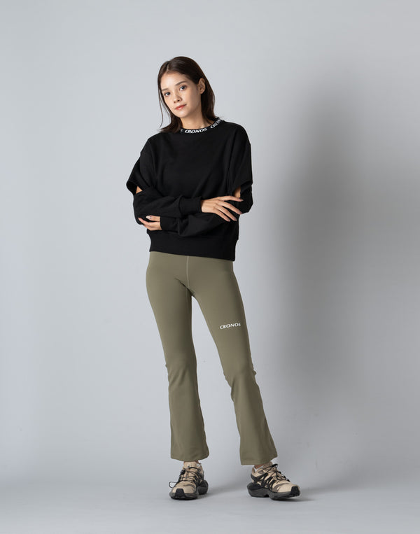 CRONOS WOMEN FLARE LEGGINGS【KHAKI】