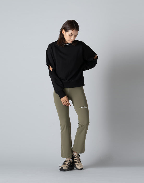 CRONOS WOMEN CUT OUT SWEAT【BLACK】