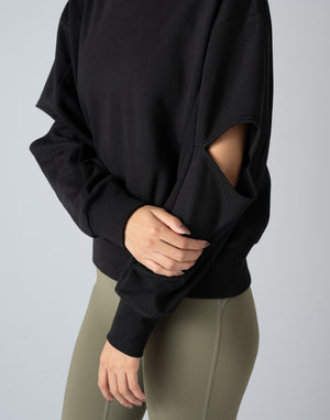 CRONOS WOMEN CUT OUT SWEAT【BLACK】