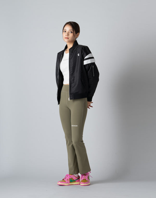 CRONOS WOMEN FLARE LEGGINGS【KHAKI】