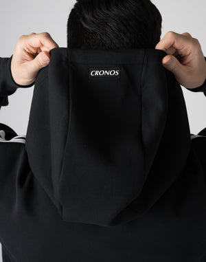 CRONOS DOUBLE STRIPES ZIP HOODIE【BLACK×WHITE】