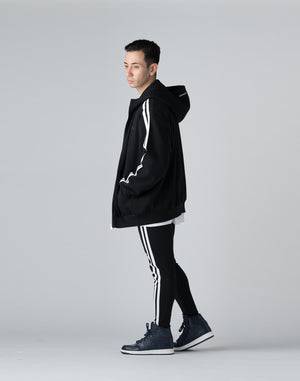 CRONOS DOUBLE STRIPES ZIP HOODIE【BLACK×WHITE】