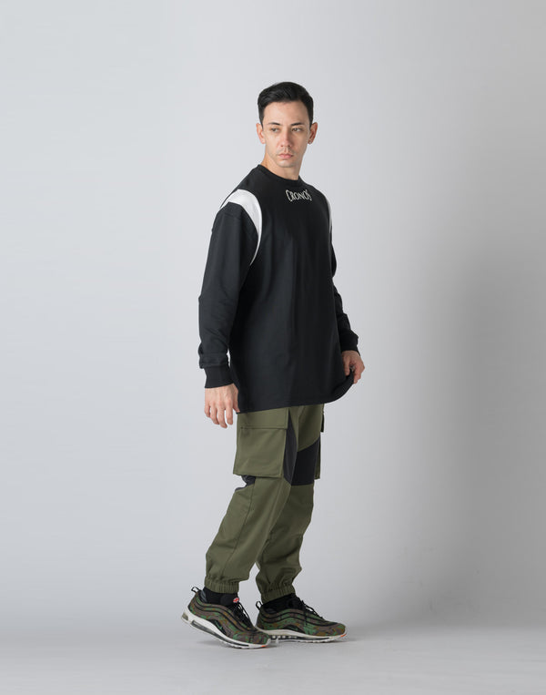 CRONOS SHOULDER REGION LINE LONG SLEEVE T 【BLACK】