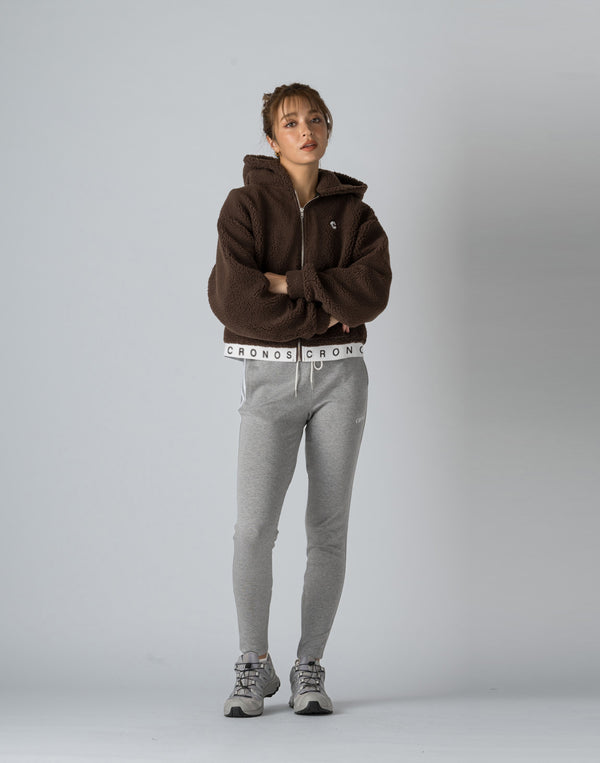 CRONOS WOMEN BOA ZIP HOODIE【BEIGE】