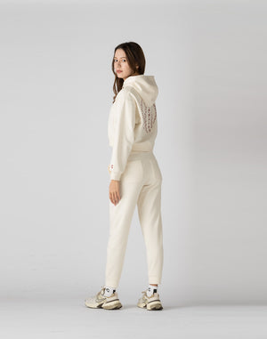 CRONOS WOMEN HEART LOGO SHORT HOODIE【WHITE】