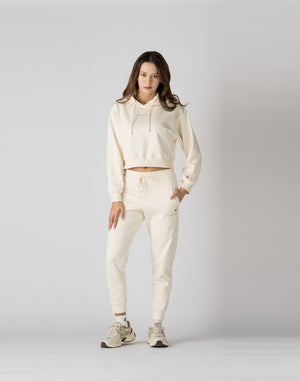 CRONOS WOMEN HEART LOGO SHORT HOODIE【WHITE】