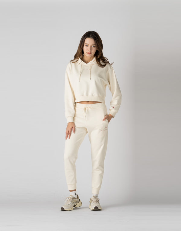 CRONOS WOMEN HEART LOGO SHORT HOODIE【WHITE】