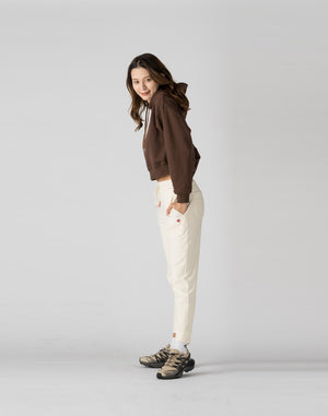 CRONOS WOMEN HEART LOGO SHORT HOODIE【BROWN】