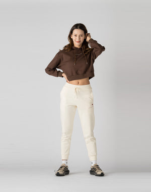 CRONOS WOMEN HEART LOGO SHORT HOODIE【BROWN】