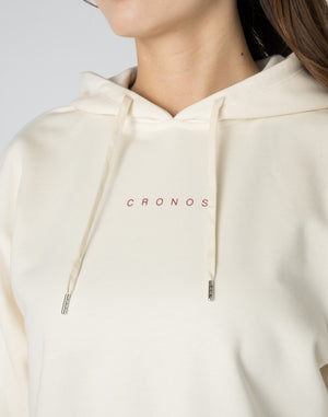 CRONOS WOMEN HEART LOGO SHORT HOODIE【WHITE】