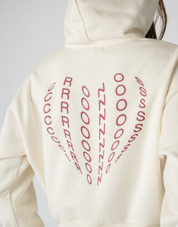CRONOS WOMEN HEART LOGO SHORT HOODIE【WHITE】