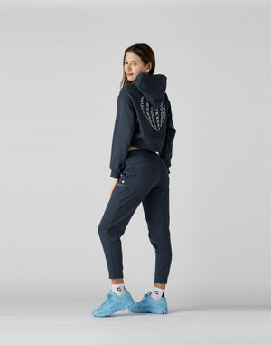 CRONOS WOMEN HEART LOGO SHORT HOODIE【NAVY】