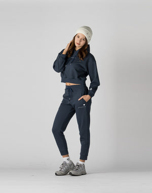 CRONOS WOMEN HEART LOGO SHORT HOODIE【NAVY】