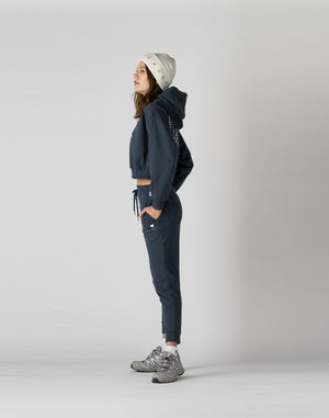 CRONOS WOMEN HEART LOGO SHORT HOODIE【NAVY】