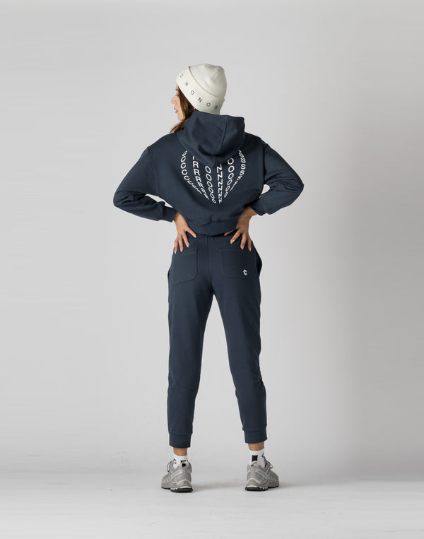 CRONOS WOMEN HEART LOGO SHORT HOODIE【NAVY】