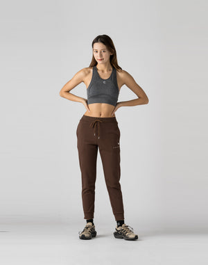 CRONOS WOMEN HEART LOGO SWEAT PANTS【BROWN】