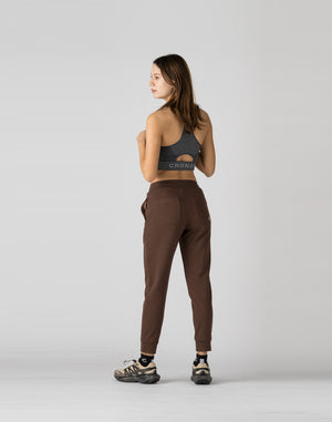 CRONOS WOMEN HEART LOGO SWEAT PANTS【BROWN】