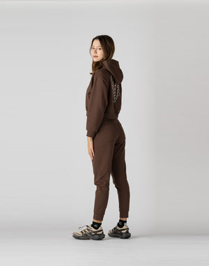 CRONOS WOMEN HEART LOGO SWEAT PANTS【BROWN】