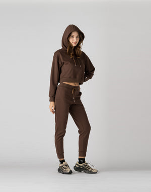 CRONOS WOMEN HEART LOGO SWEAT PANTS【BROWN】