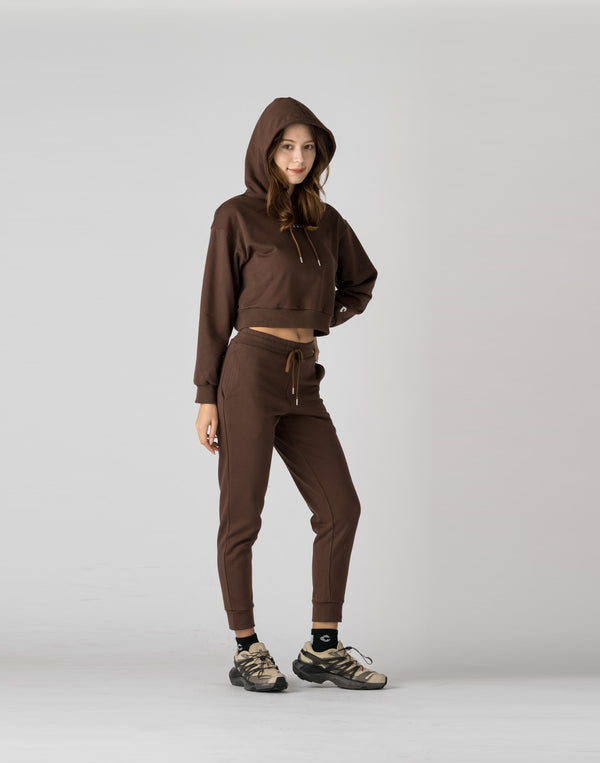 CRONOS WOMEN HEART LOGO SWEAT PANTS【BROWN】