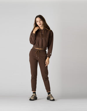 CRONOS WOMEN HEART LOGO SWEAT PANTS【BROWN】
