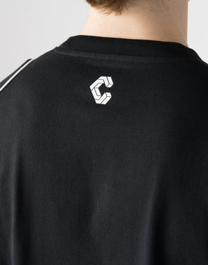 CRONOS Piping design long sleeveT	【BLACK】
