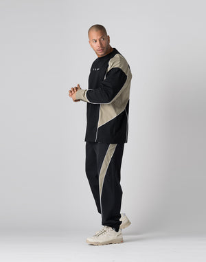 CRONOS Piping design long sleeveT	【BLACK×GREIGE】