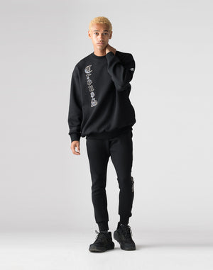 CRONOS Patchwork sweatshirt【BLACK】