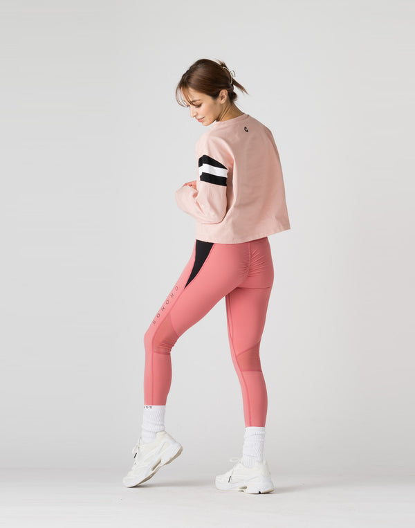 CRONOS WOMEN DIAGONAL LINE LONGSLEEVE【PINK】