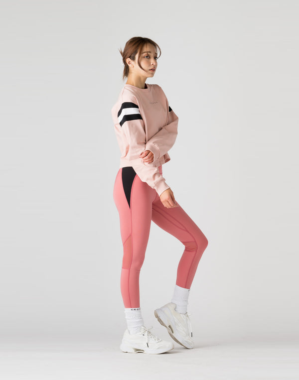 CRONOS WOMEN DIAGONAL LINE LONGSLEEVE【PINK】