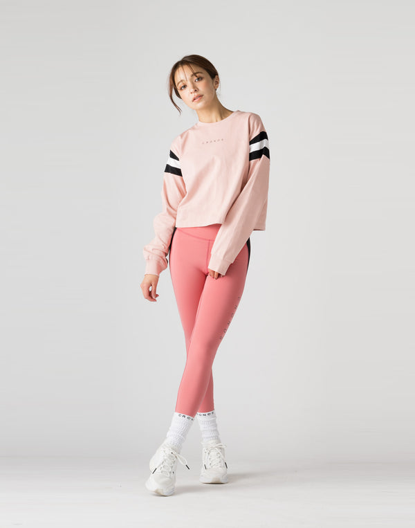 CRONOS WOMEN DIAGONAL LINE LONGSLEEVE【PINK】