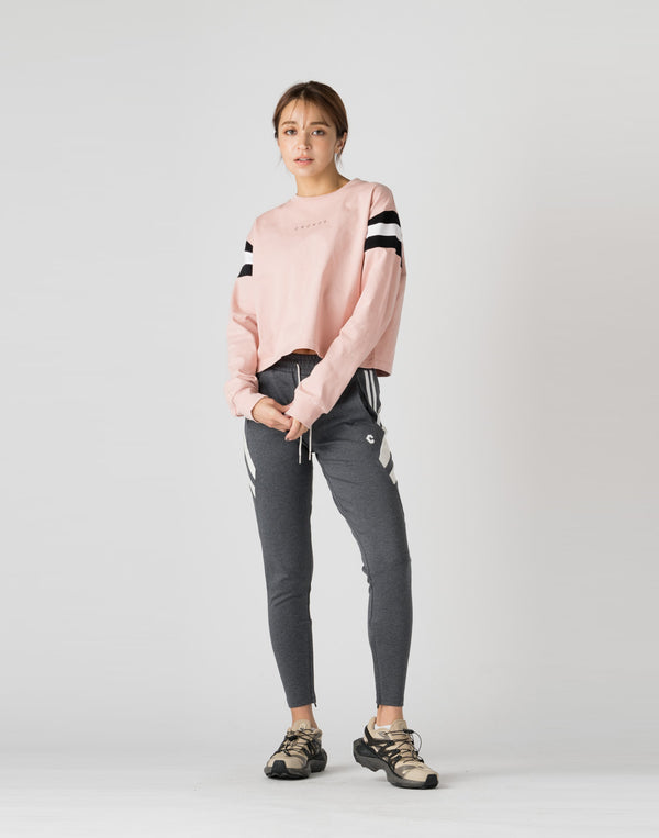 CRONOS WOMEN DIAGONAL LINE LONGSLEEVE【PINK】