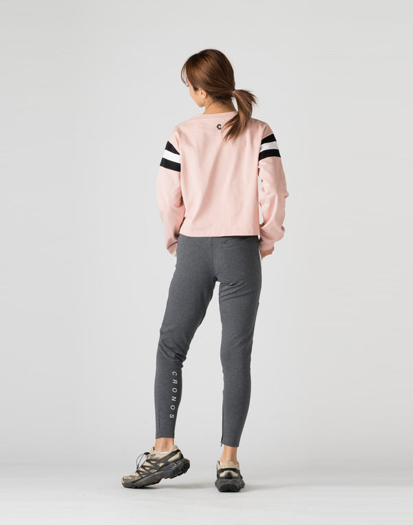 CRONOS WOMEN DIAGONAL LINE LONGSLEEVE【PINK】