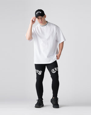 CRONOS Logo Neckline Design OverSize T-SHIRT【WHITE】