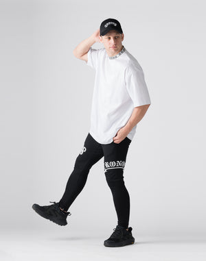 CRONOS Logo Neckline Design OverSize T-SHIRT【WHITE】