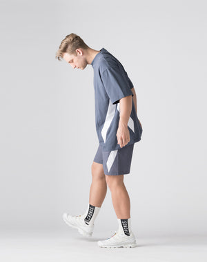 CRONOS Diagonal Panel OverSize T-SHIRT【G.BLUE】