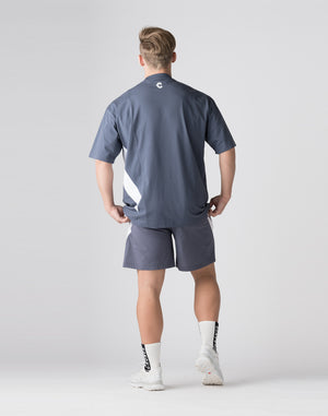 CRONOS Diagonal Panel OverSize T-SHIRT【G.BLUE】