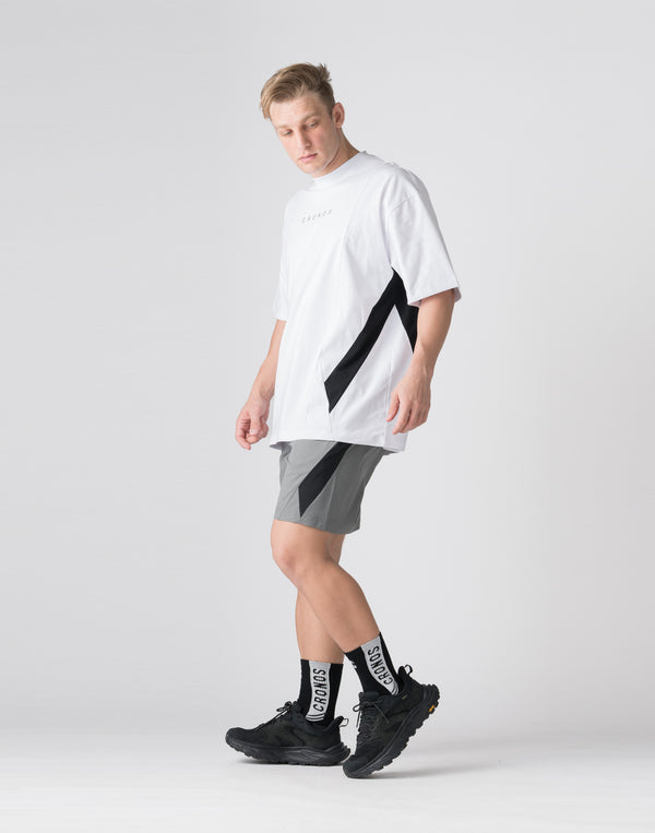 CRONOS Diagonal Panel OverSize T-SHIRT【WHITE】