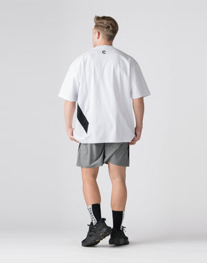 CRONOS Diagonal Panel OverSize T-SHIRT【WHITE】