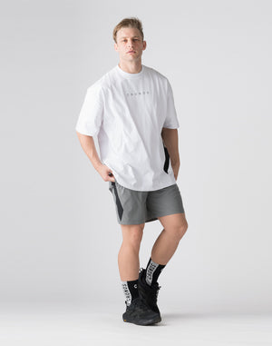 CRONOS Diagonal Panel OverSize T-SHIRT【WHITE】