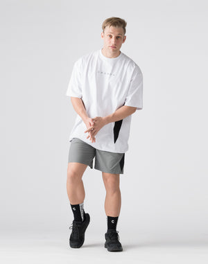CRONOS Diagonal Panel OverSize T-SHIRT【WHITE】