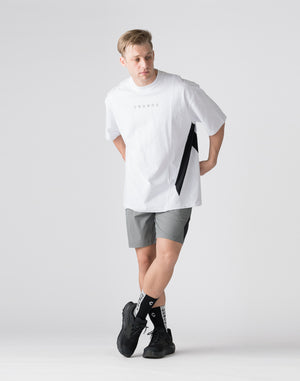 CRONOS Diagonal Panel OverSize T-SHIRT【WHITE】