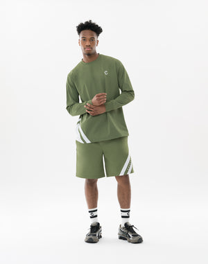 CRONOS 斜線短褲【卡其色】