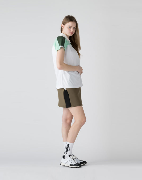 CRONOS BLACK Contrast polo shirt【WHITE】