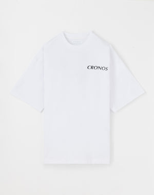 CRONOS Earth Design Print  OverSize T-SHIRT【WHITE×BLACK】
